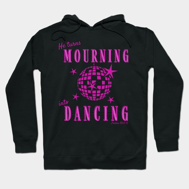 Christian Mourning into Dancing Pink Monochrome Retro Disco Design Hoodie by bbreidenbach